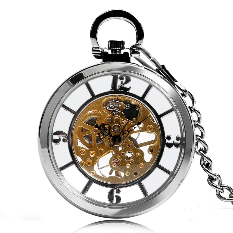 Transparent Hollow Hand Wind M - Pocket Watch Mechanical Skeleton Vintage ulasan dan harga