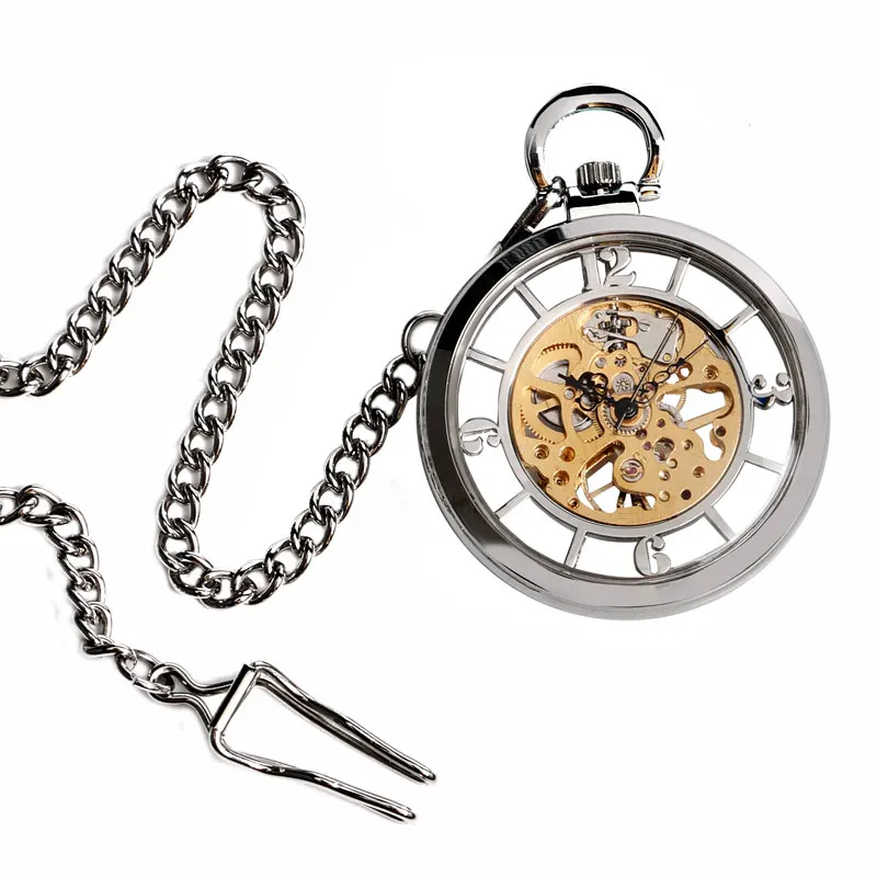 Transparent Hollow Hand Wind M - Pocket Watch Mechanical Skeleton Vintage ulasan dan harga