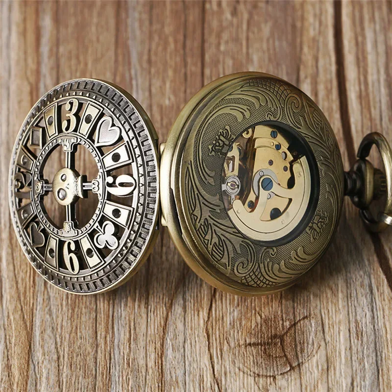 Vintage Poker Skull Head Skele - Pocket Watch Mechanical Skeleton Vintage ulasan dan harga