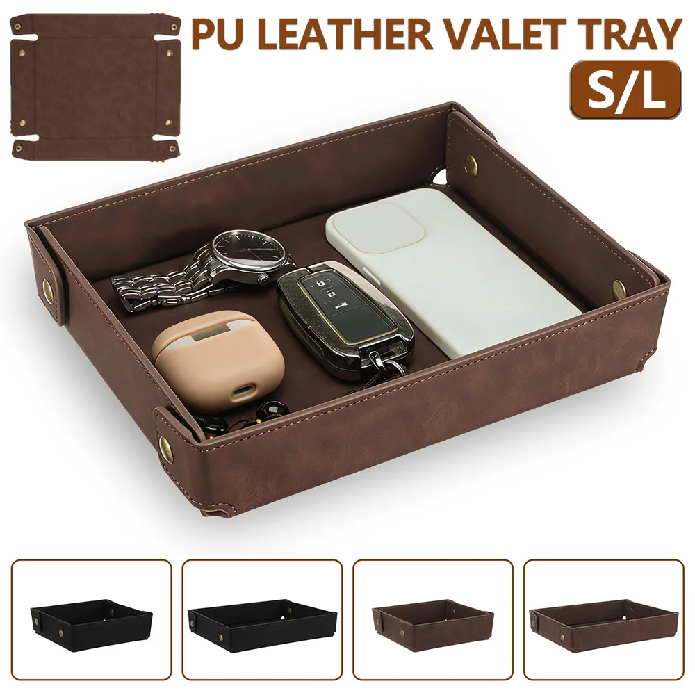 PU Leather Valet Tray Portable - Valet Tray Nightstand Organizer Leather ulasan dan harga