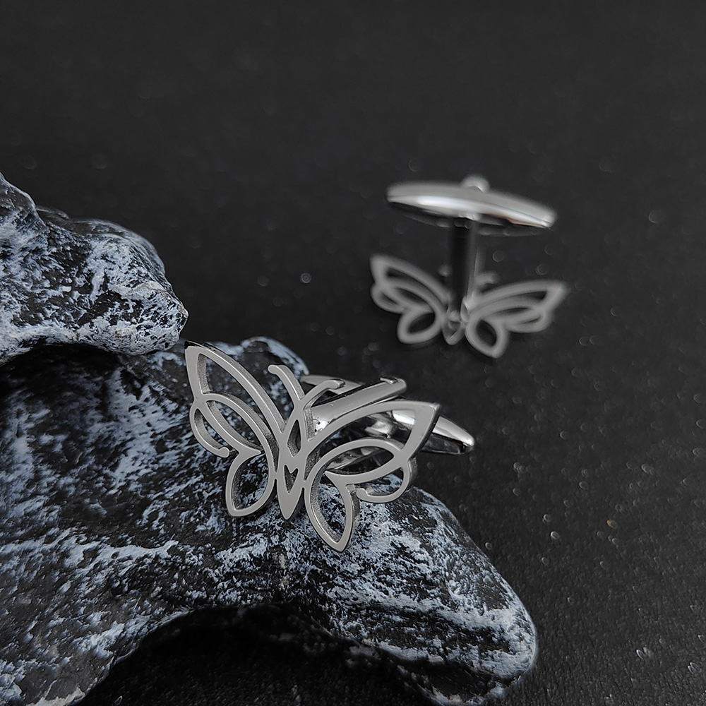 Hollow Butterfly Cufflinks Tie - Cufflinks Men Stainless Steel Luxury ulasan dan harga
