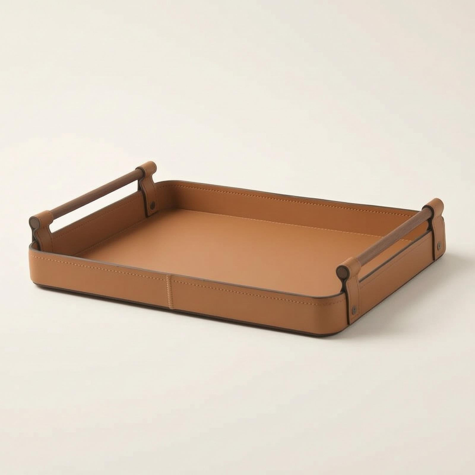 Storage Tray with Handles Leat - Valet Tray Nightstand Organizer Leather ulasan dan harga