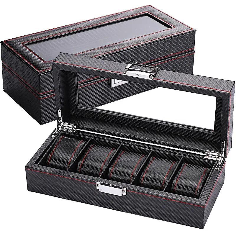 WellZone Fashion Style 5/6/10/ - Watch Display Storage Box Carbon Fiber ulasan dan harga