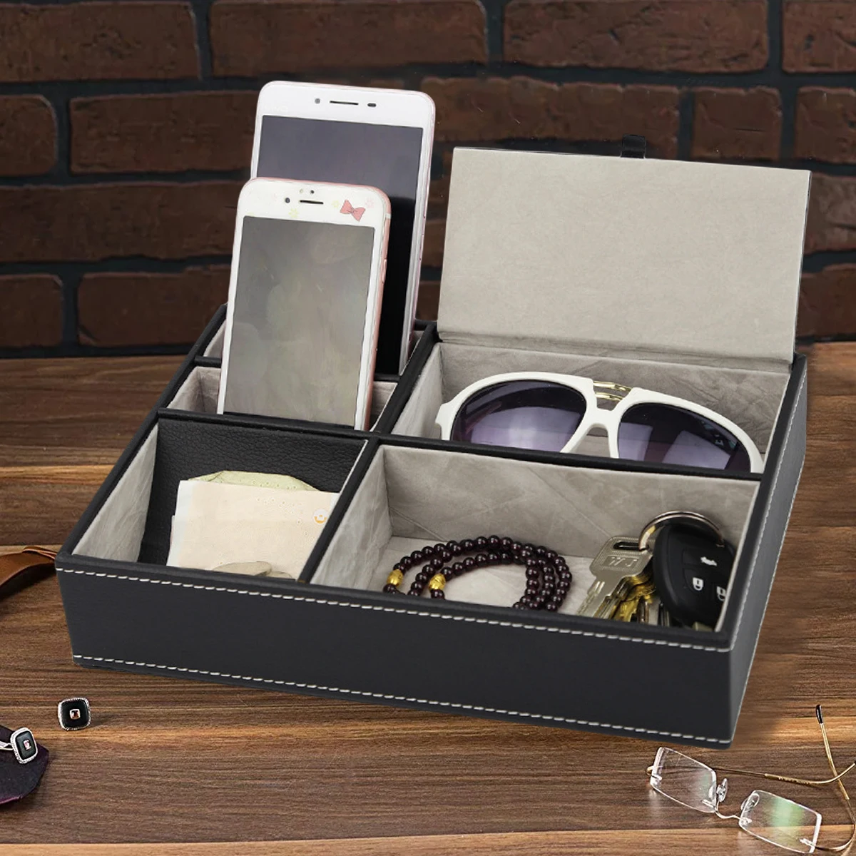 Faux Leather Men's Valet Tray  - Valet Tray Nightstand Organizer Leather ulasan dan harga