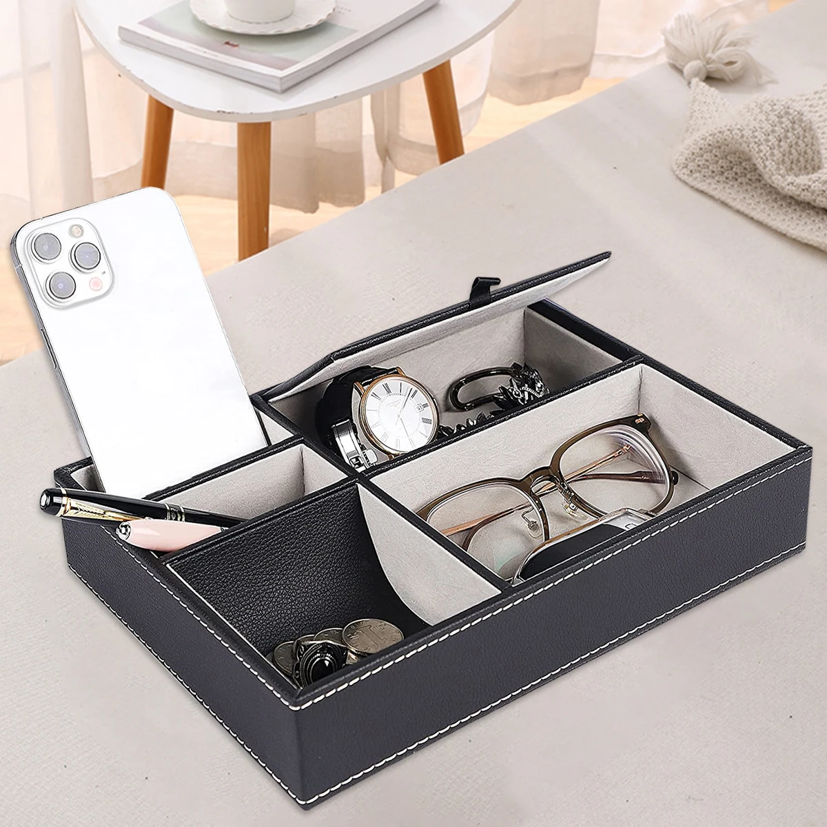 Faux Leather Men's Valet Tray  - Valet Tray Nightstand Organizer Leather ulasan dan harga