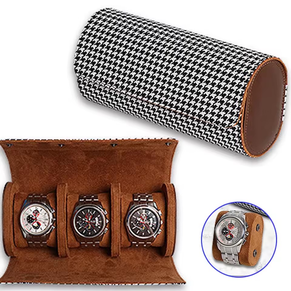 Watch Roll Travel Case-1/2/3 S - Watch Travel Roll Case 3 Slots Leather ulasan dan harga