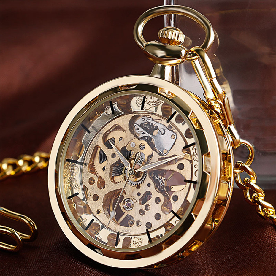 Transparent Open Face Hollow S - Pocket Watch Mechanical Skeleton Vintage ulasan dan harga