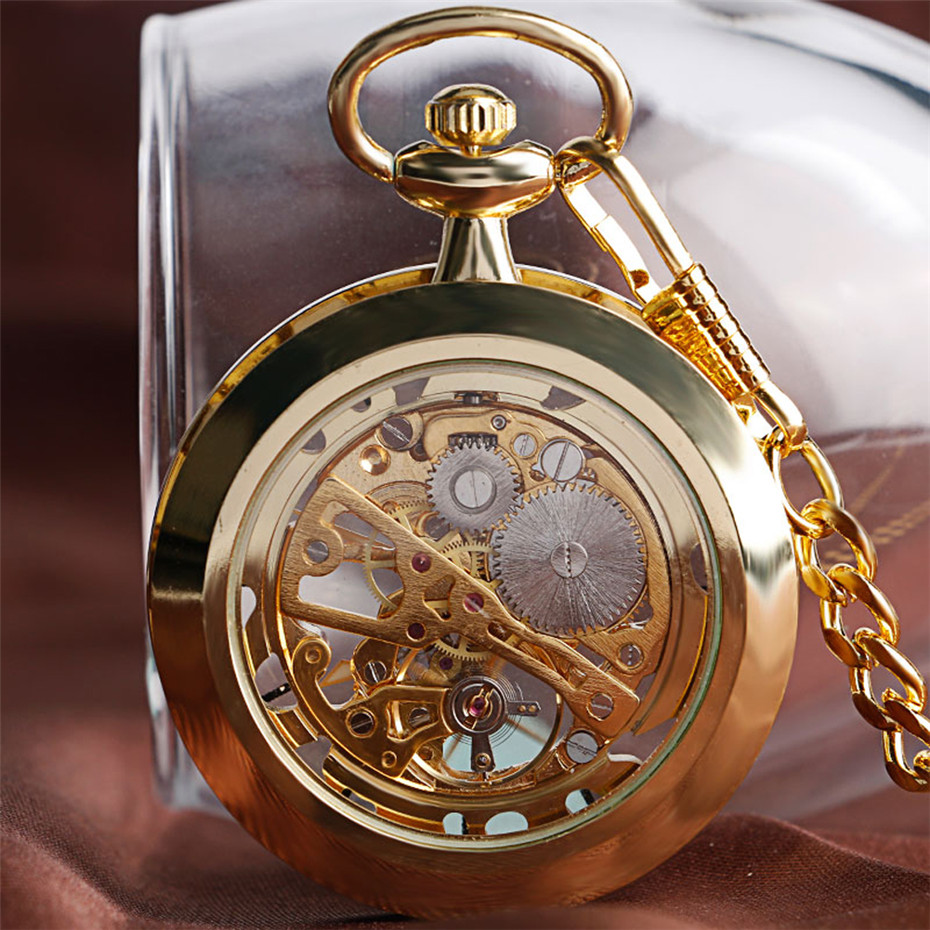 Transparent Open Face Hollow S - Pocket Watch Mechanical Skeleton Vintage ulasan dan harga