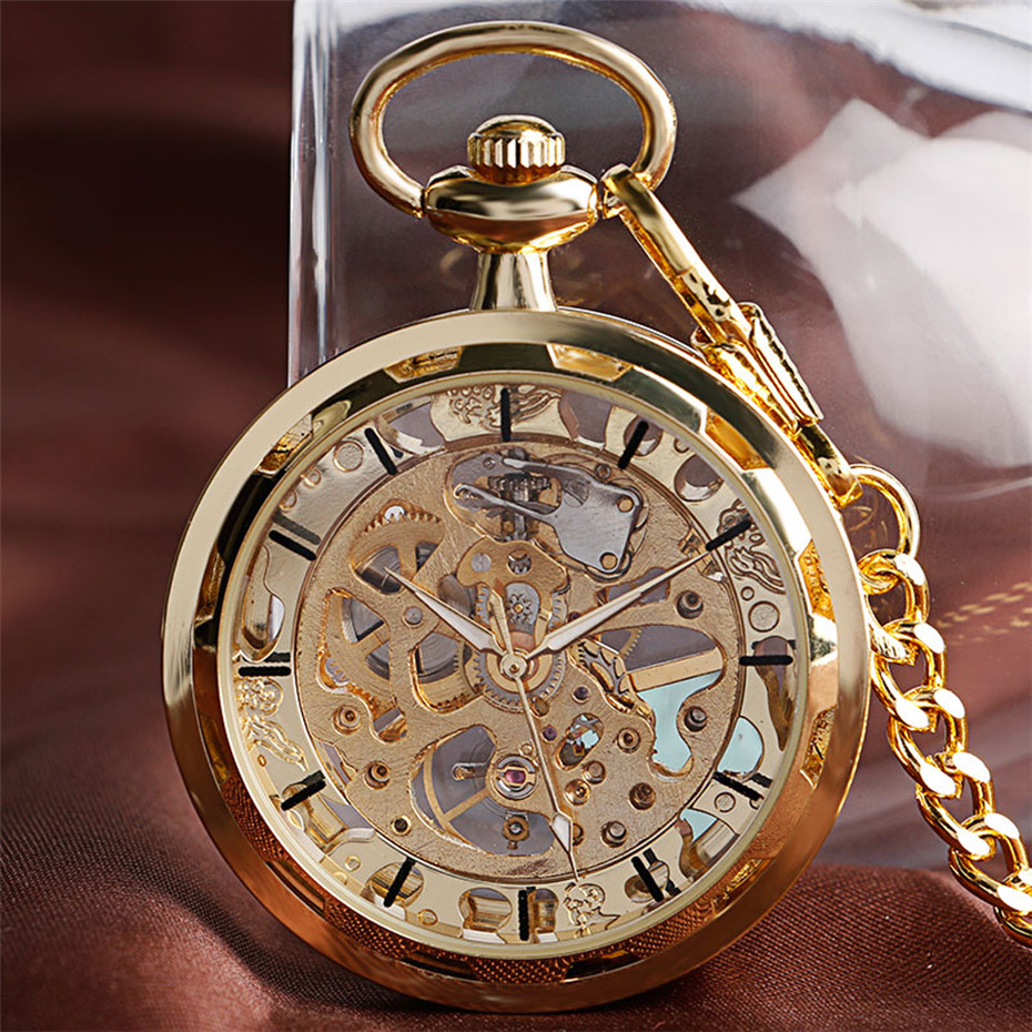 Transparent Open Face Hollow S - Pocket Watch Mechanical Skeleton Vintage ulasan dan harga